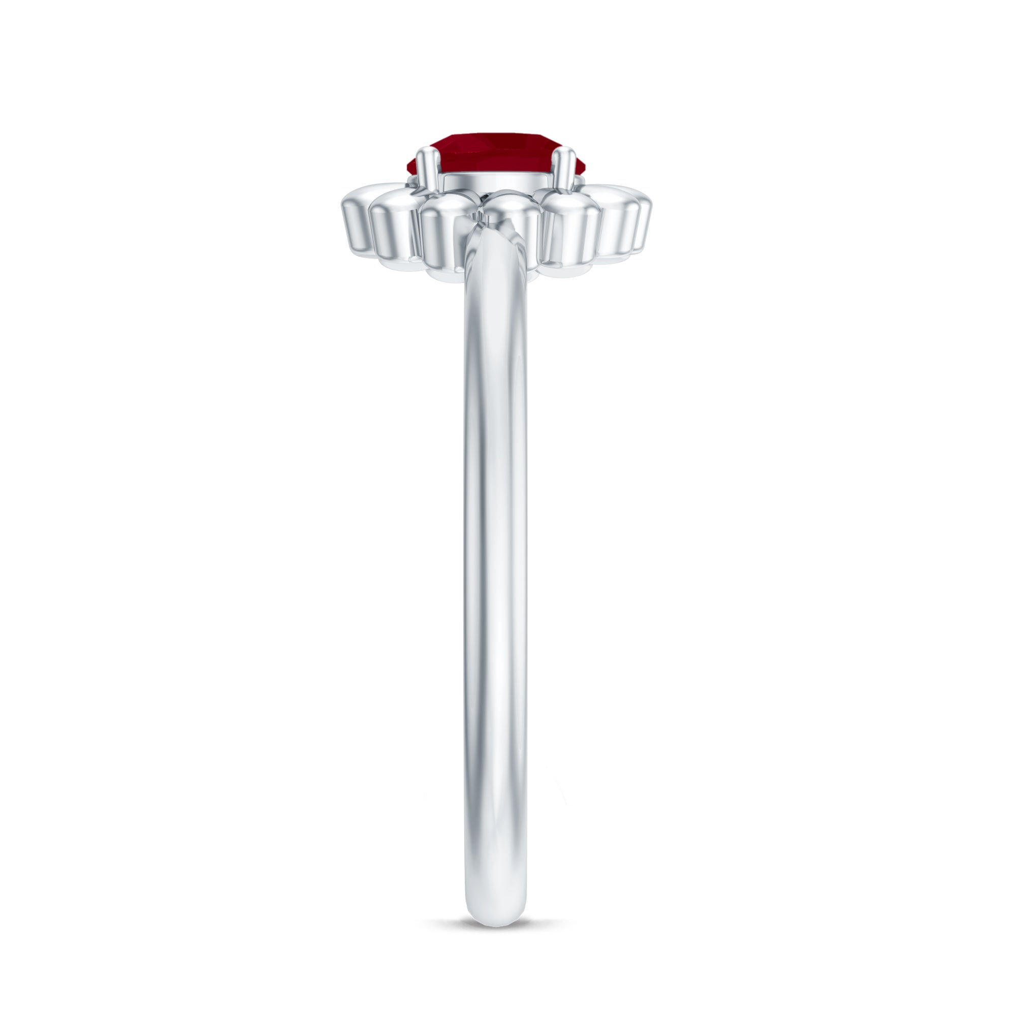 3/4 CT Round Cut Solitaire Ruby Gold Flower Ring