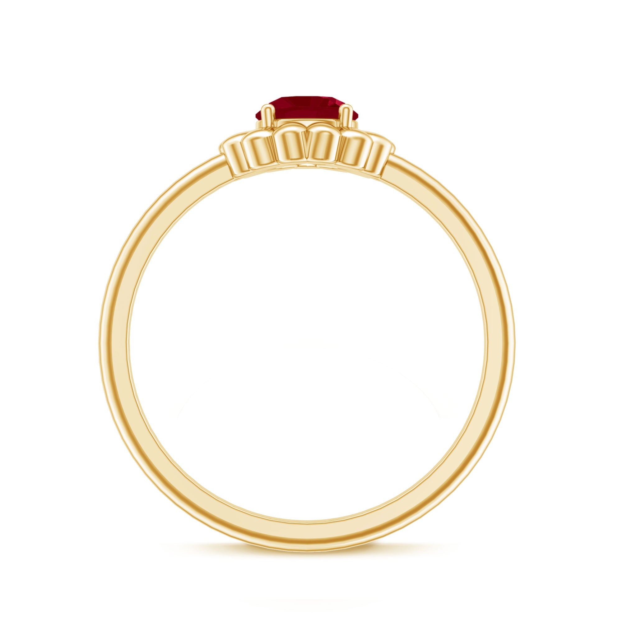 3/4 CT Round Cut Solitaire Ruby Gold Flower Ring