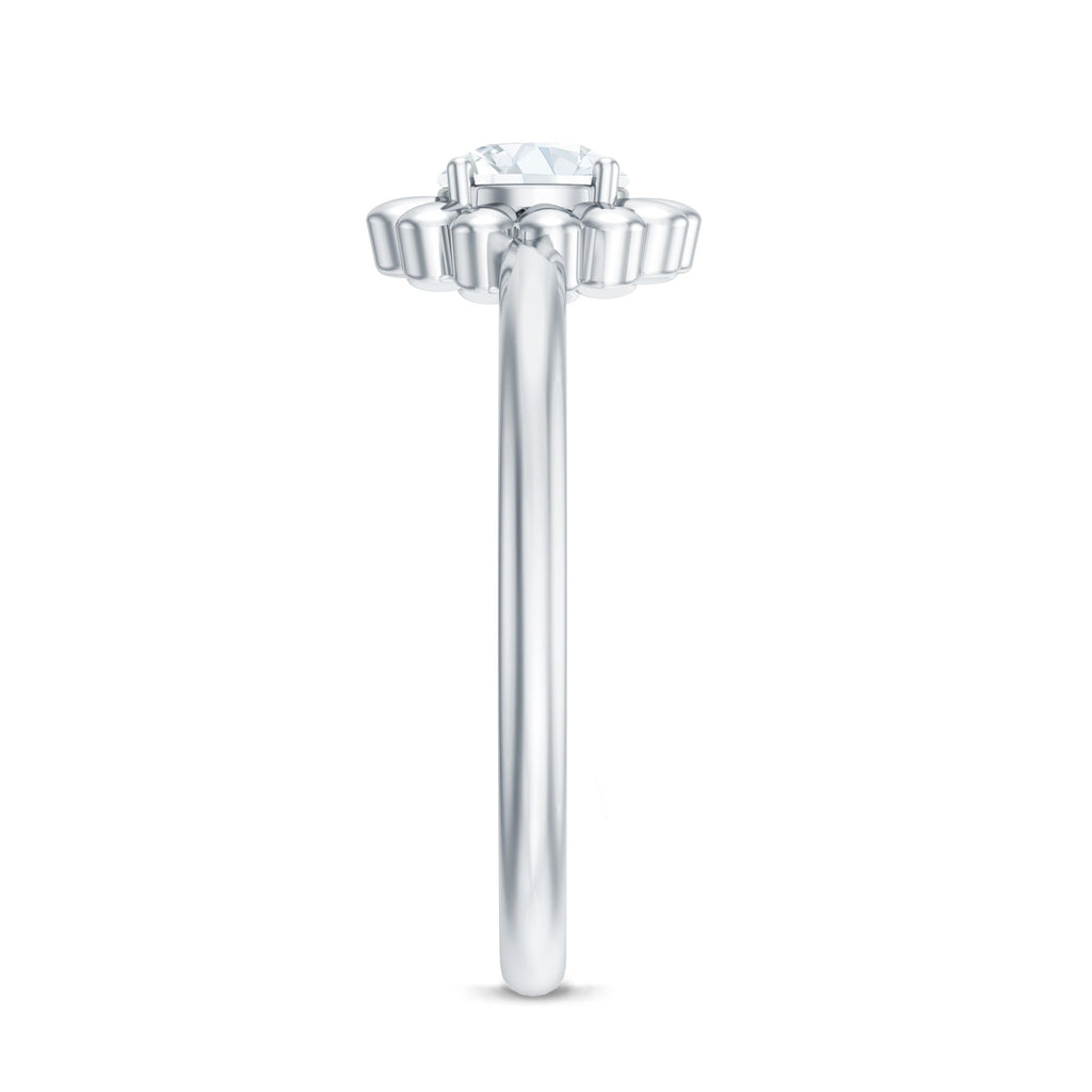 Zircon Floral Solitaire Ring