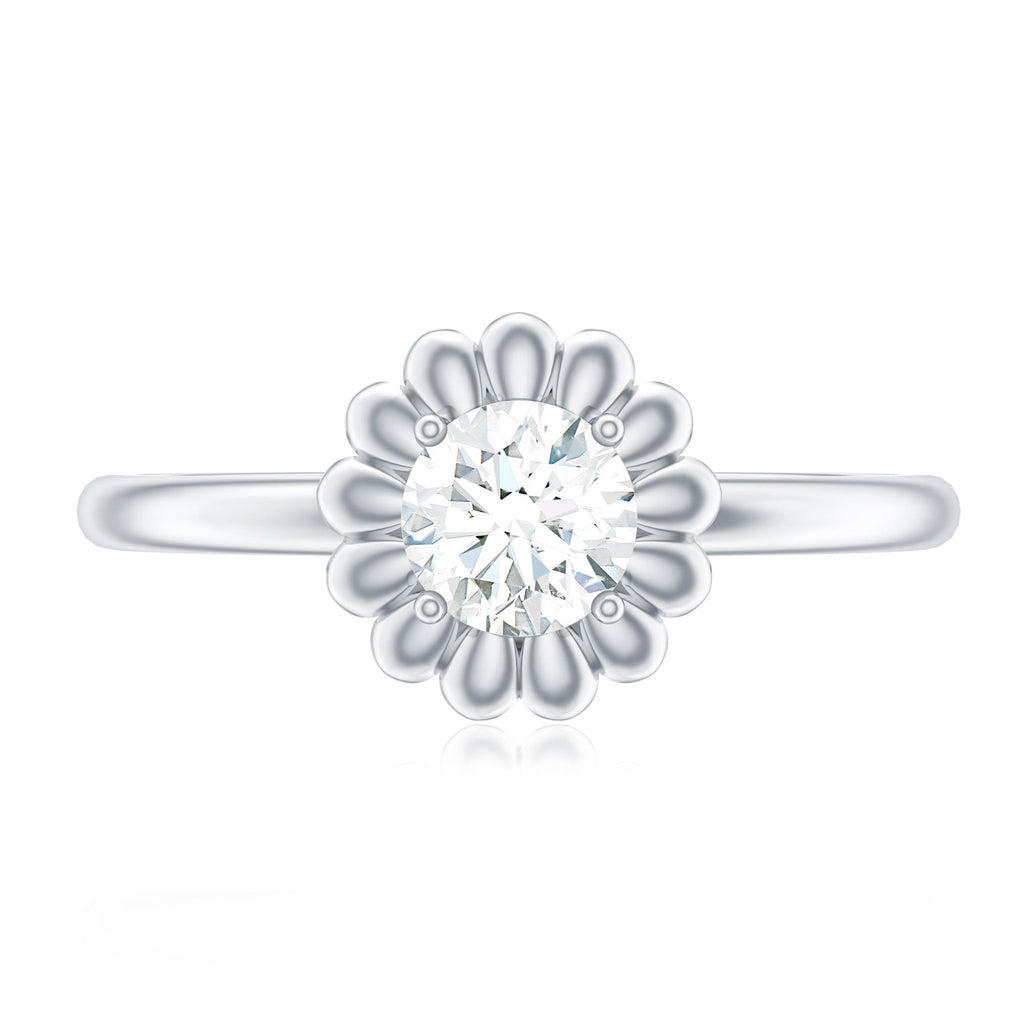 Zircon Floral Solitaire Ring