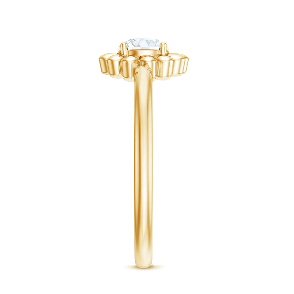 Zircon Floral Solitaire Ring