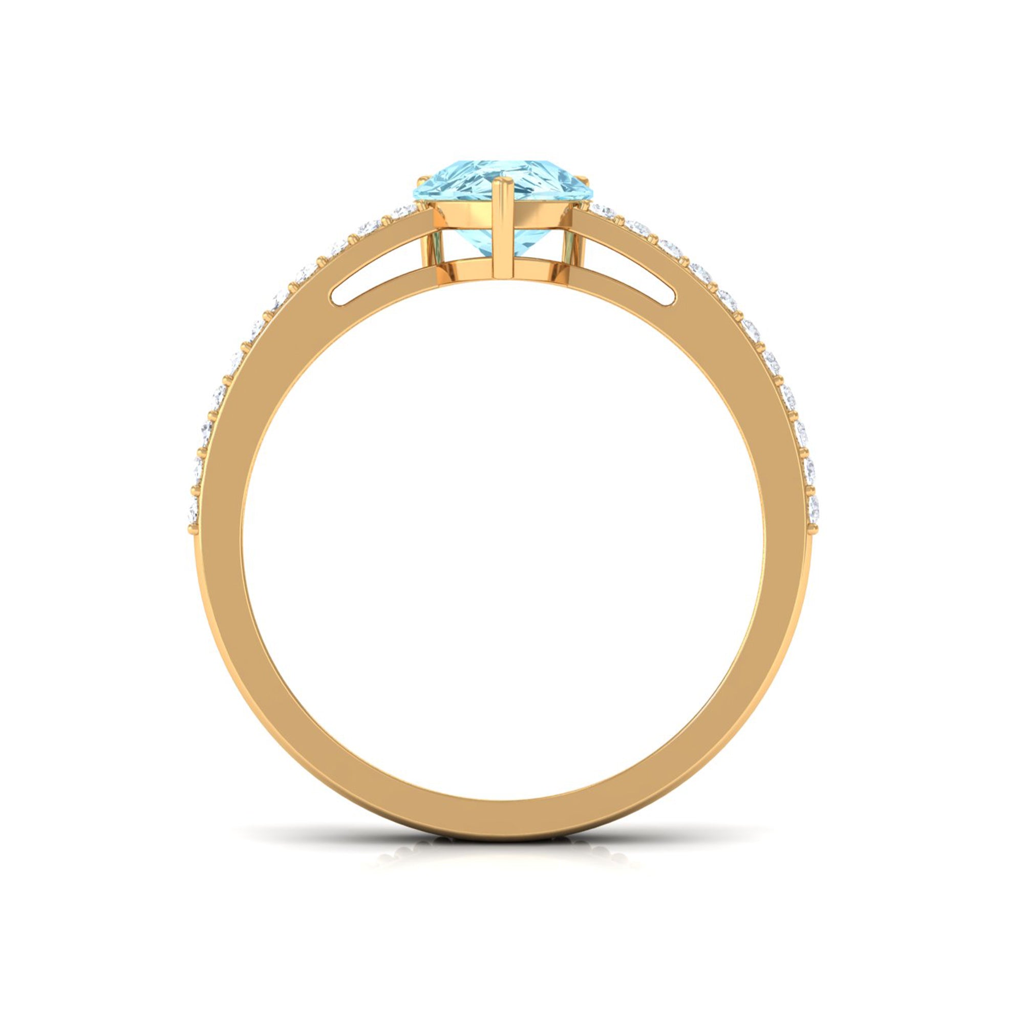 Natural Pear Shape Aquamarine Diamond Engagement Ring with Twisted Rope