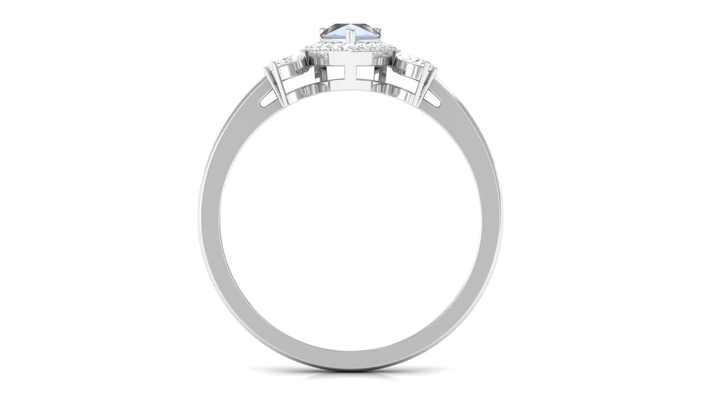1.25 CT Pear Shape Moonstone Engagement Ring with Diamond Accent