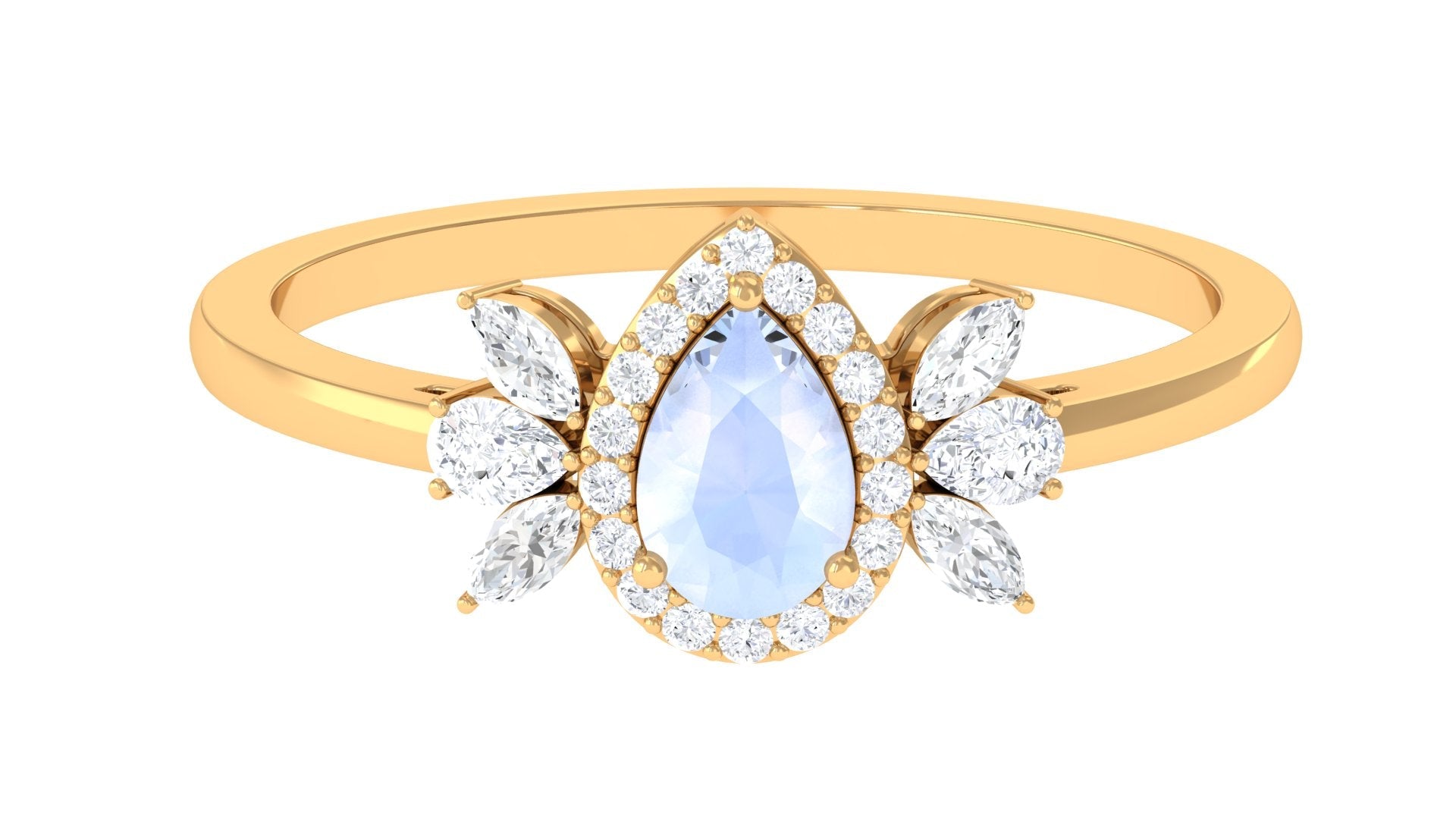 1.25 CT Pear Shape Moonstone Engagement Ring with Diamond Accent