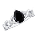 Infinity Shank Created Black Diamond and Diamond Solitaire Engagement Ring