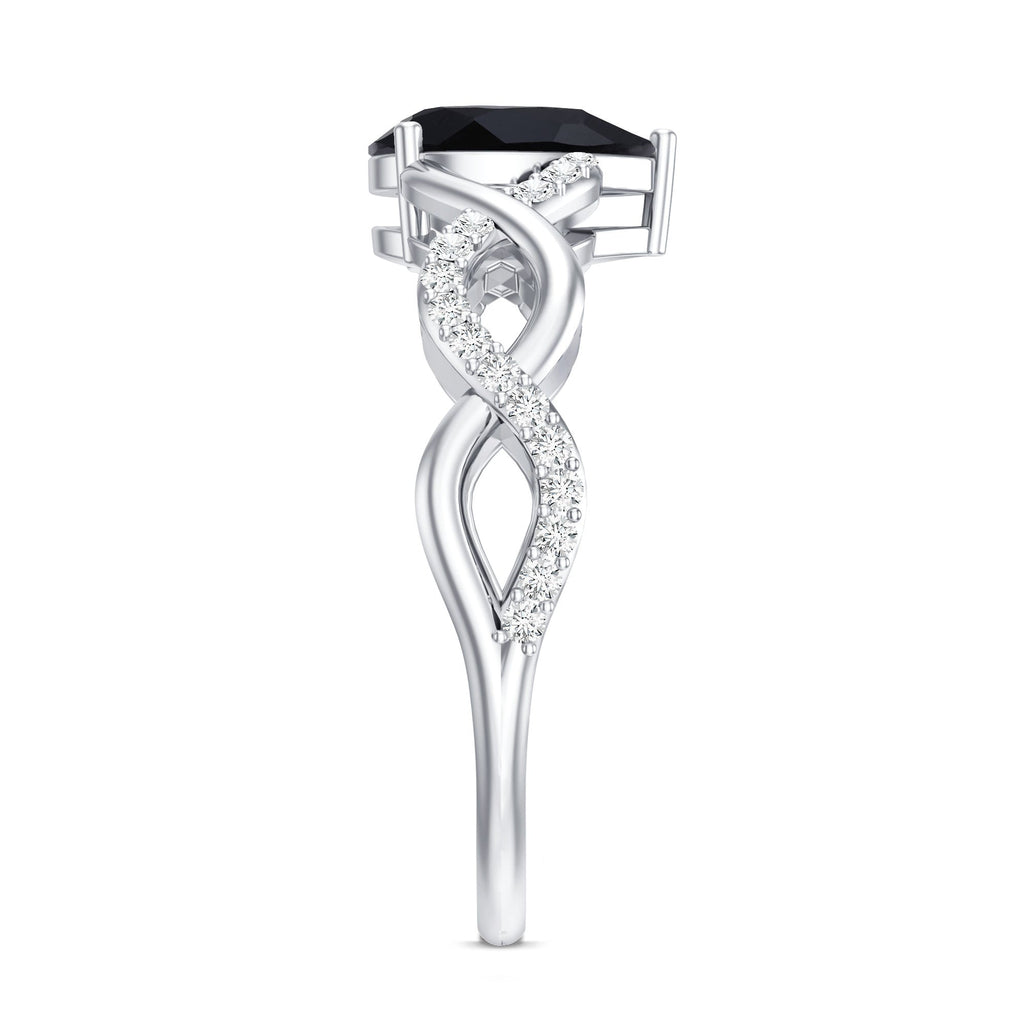 Infinity Shank Created Black Diamond and Diamond Solitaire Engagement Ring