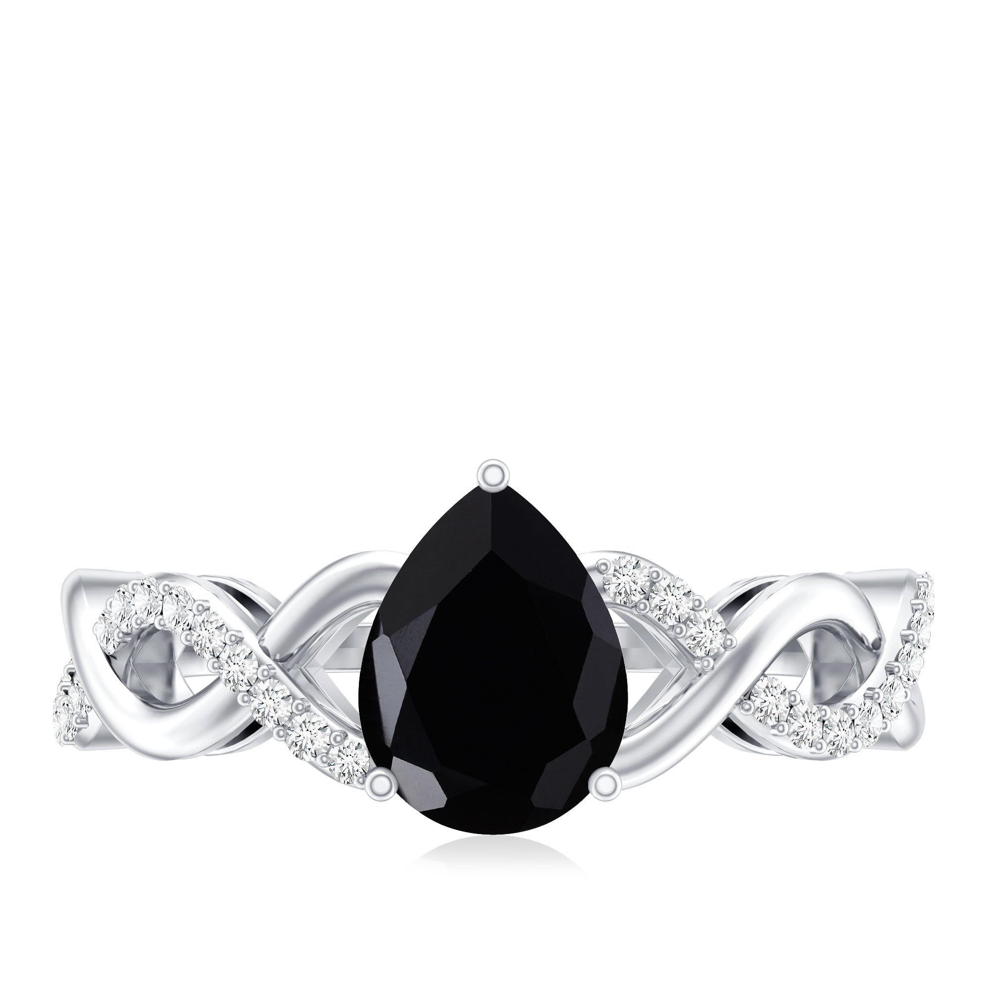 Infinity Shank Created Black Diamond and Diamond Solitaire Engagement Ring