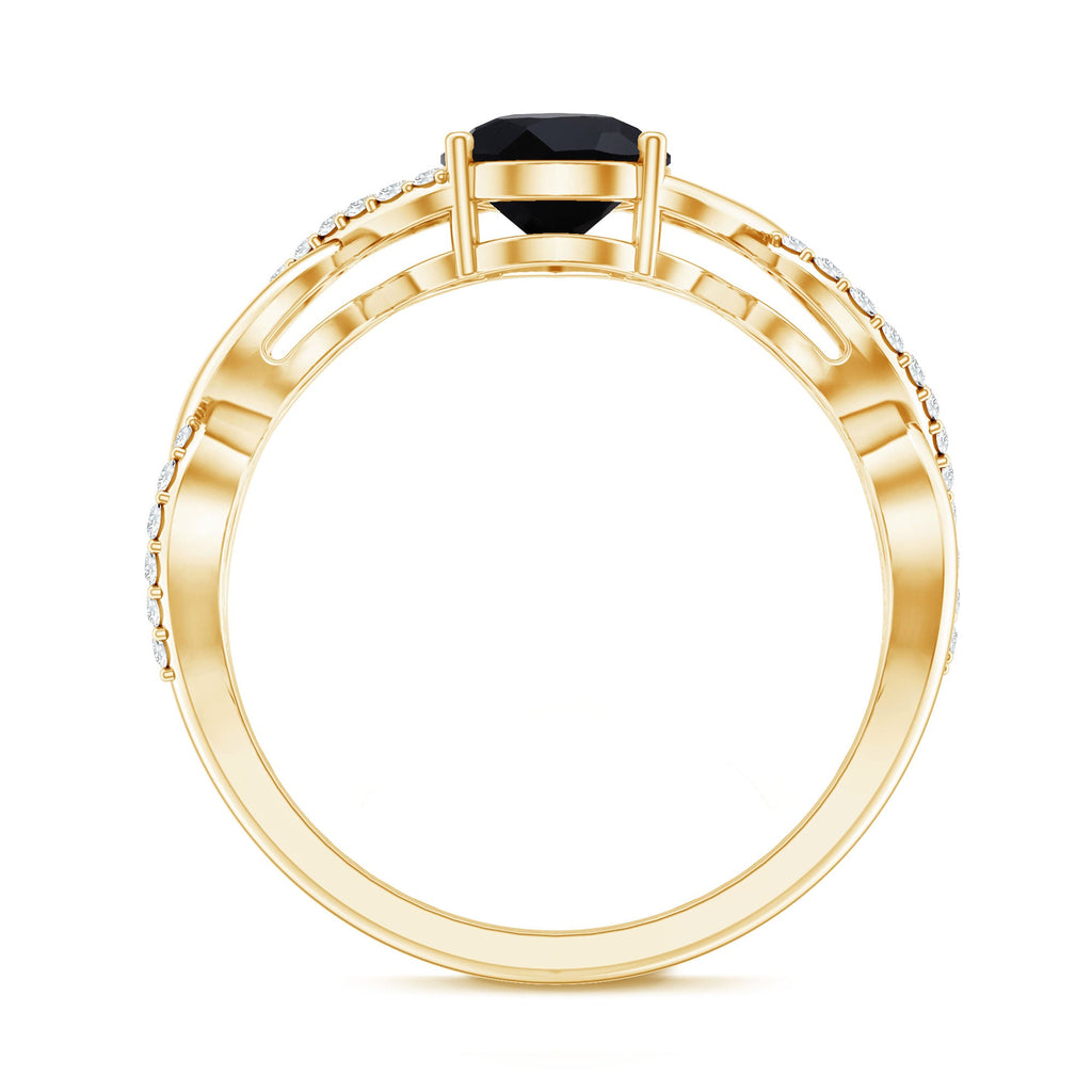 Infinity Shank Created Black Diamond and Diamond Solitaire Engagement Ring