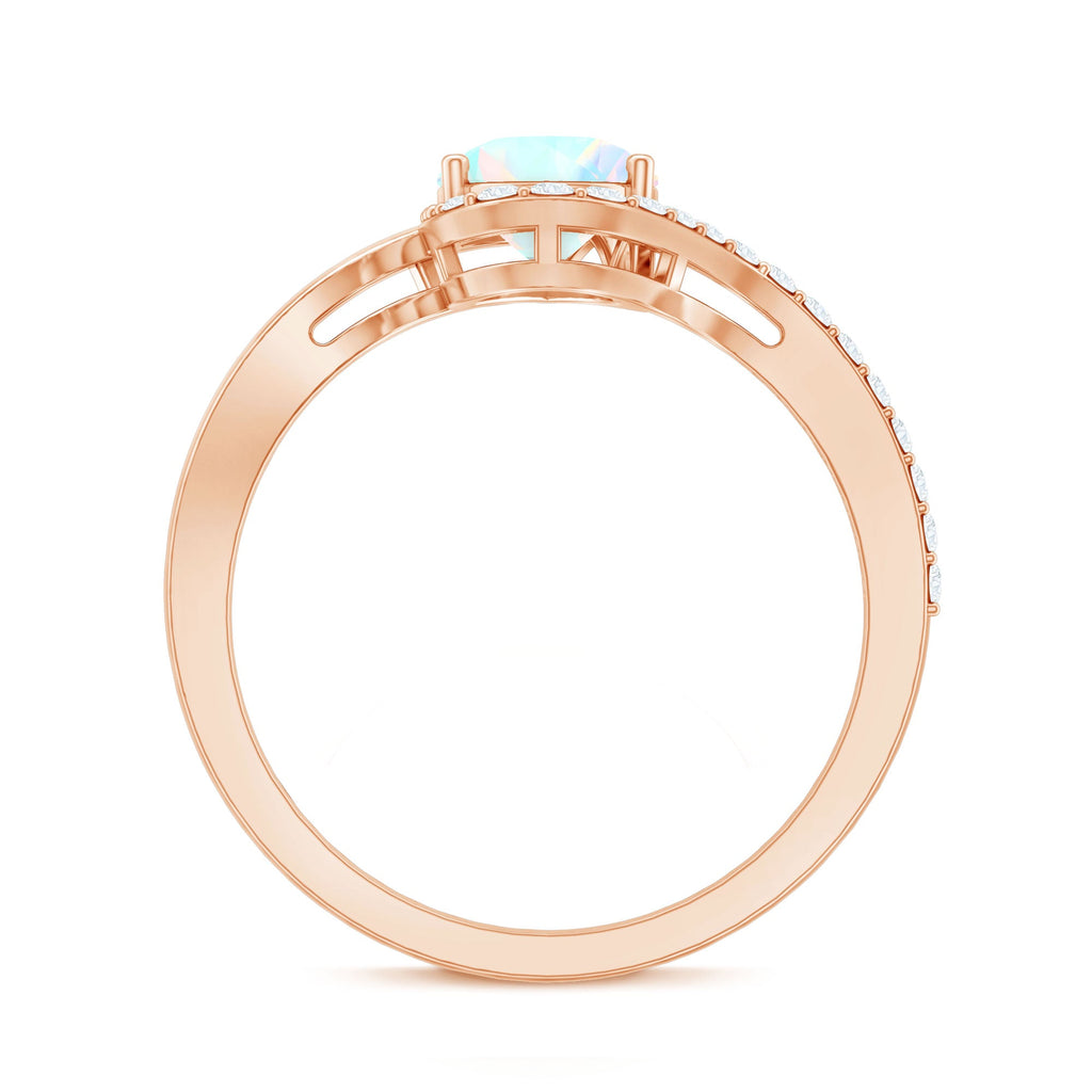 5X7mm Pear Cut Ethiopian Opal Engagement Ring with Diamond