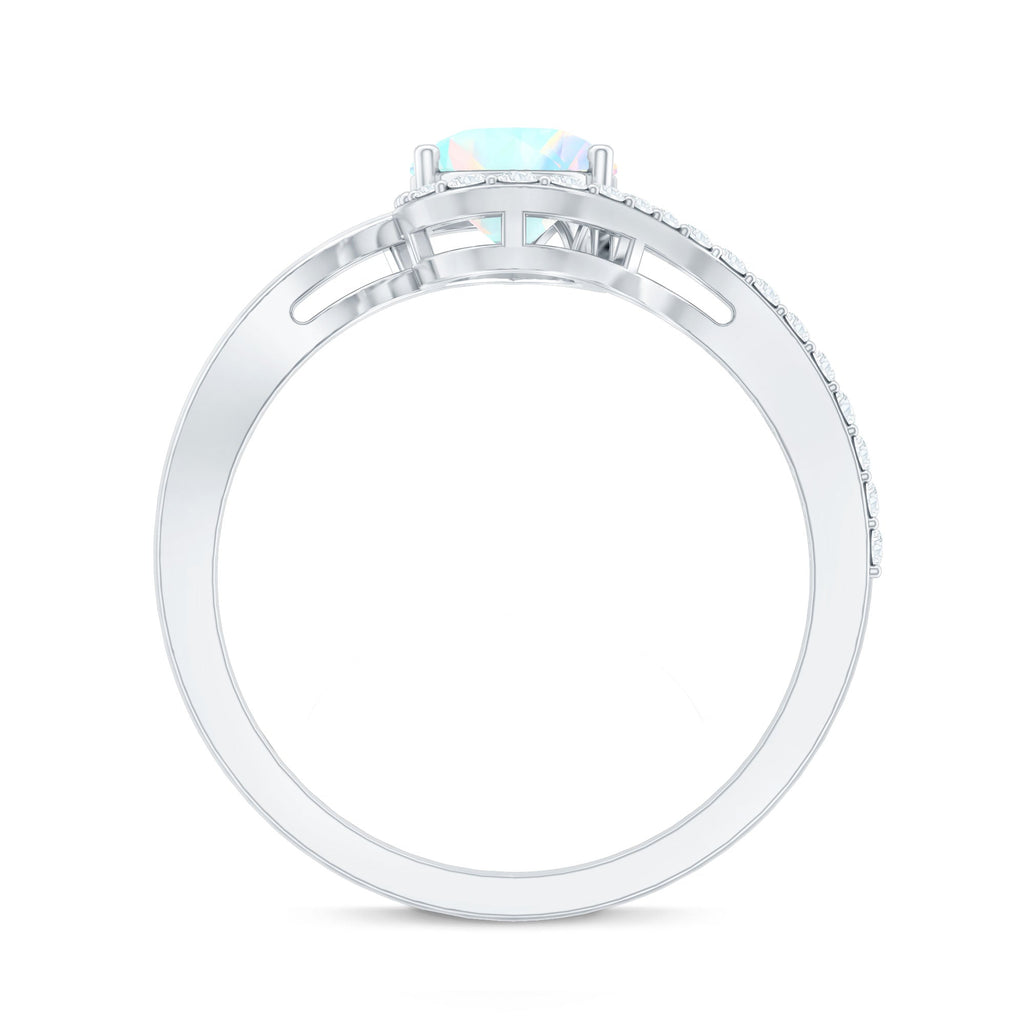 5X7mm Pear Cut Ethiopian Opal Engagement Ring with Diamond