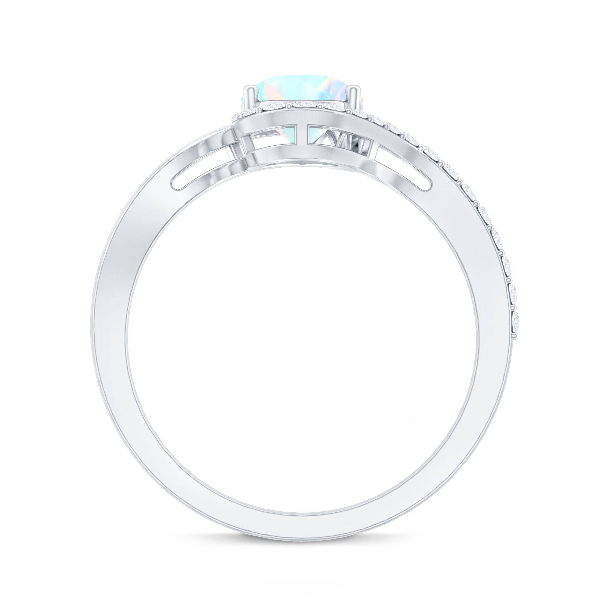 5X7mm Pear Cut Ethiopian Opal Engagement Ring with Diamond