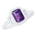 Octagon Amethyst Statement Engagement Ring with Diamond