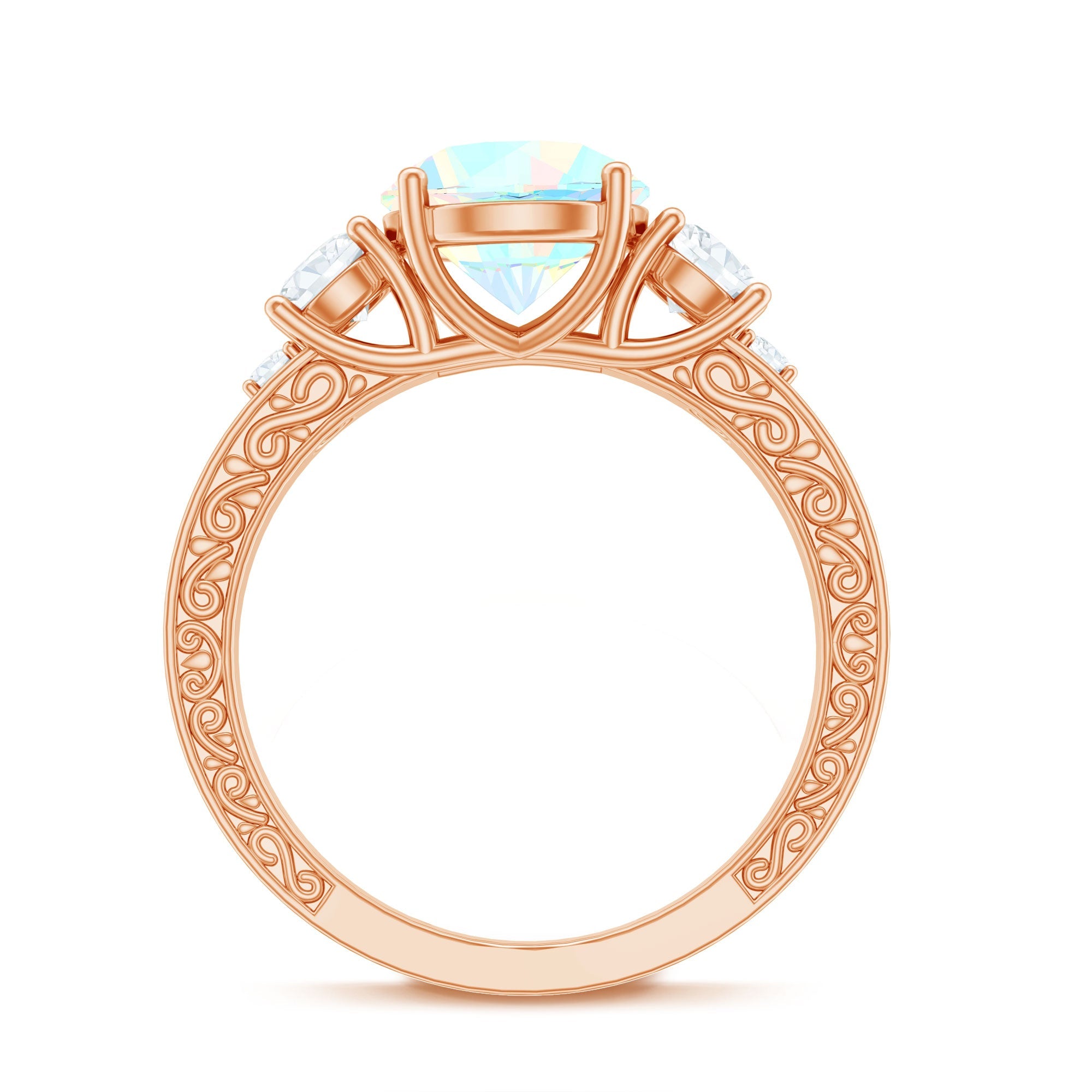 Certified Real Ethiopian Opal 3 Stone Engagement Ring With Certificate