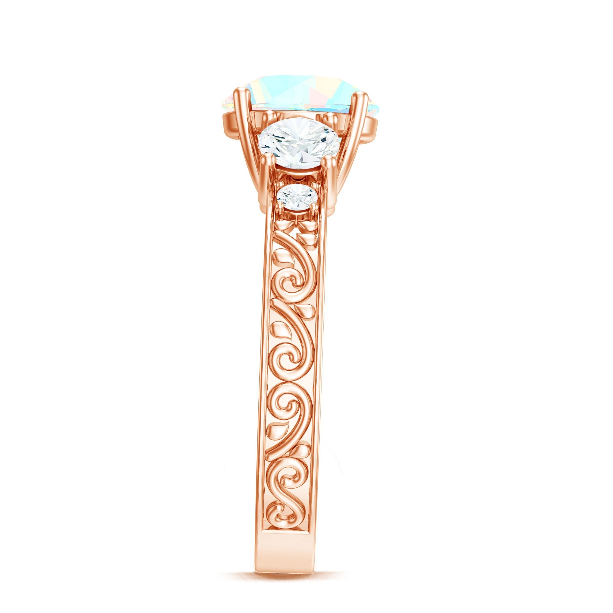 Certified Real Ethiopian Opal 3 Stone Engagement Ring With Certificate