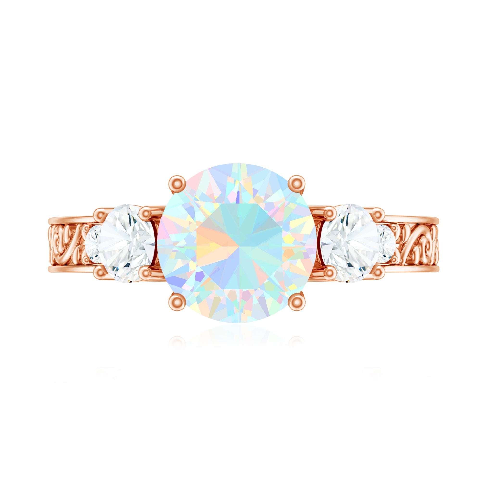 Certified Real Ethiopian Opal 3 Stone Engagement Ring With Certificate