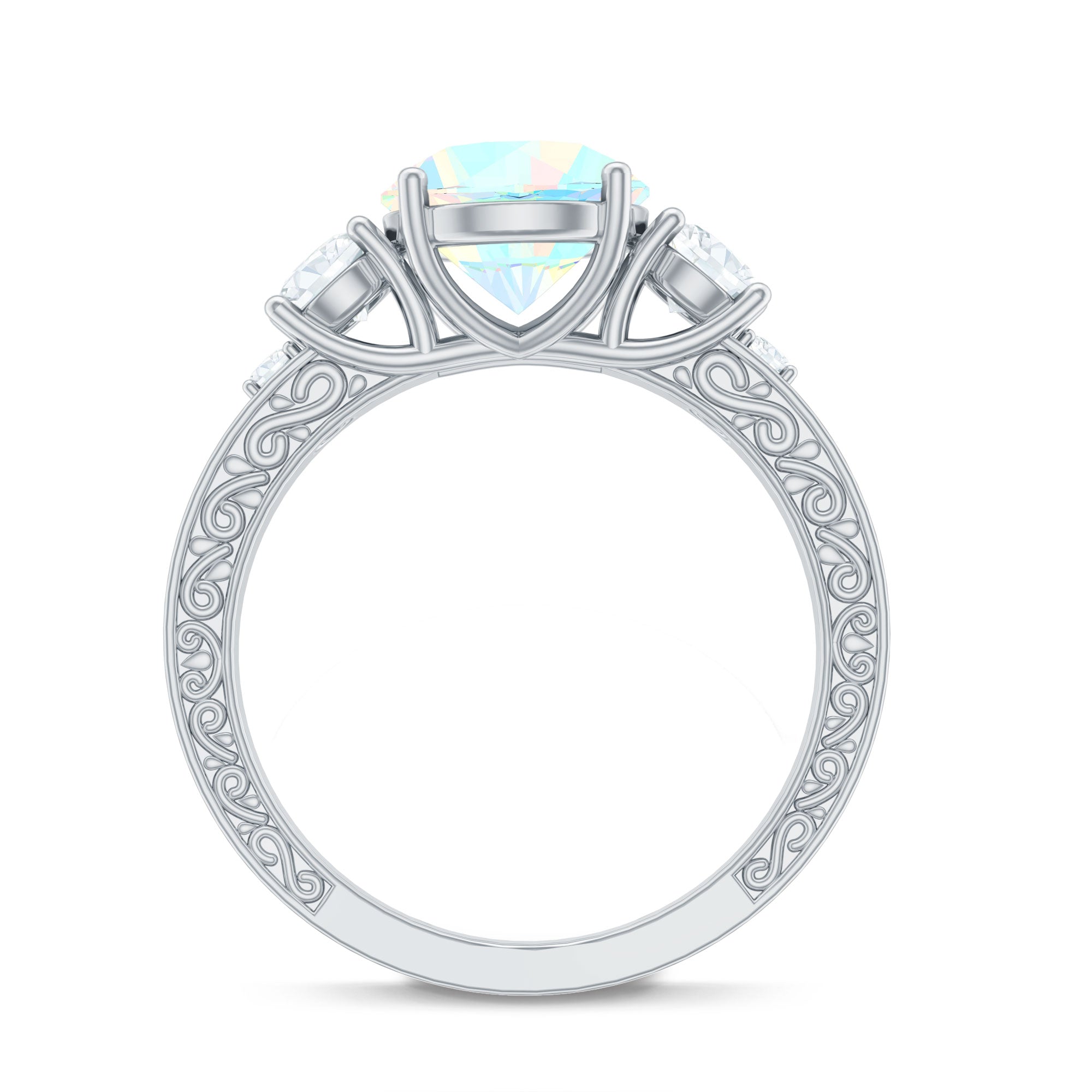Certified Real Ethiopian Opal 3 Stone Engagement Ring With Certificate