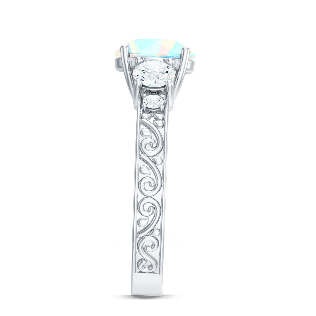 Certified Real Ethiopian Opal 3 Stone Engagement Ring With Certificate