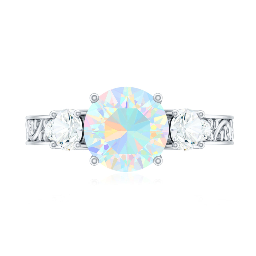 Certified Real Ethiopian Opal 3 Stone Engagement Ring With Certificate