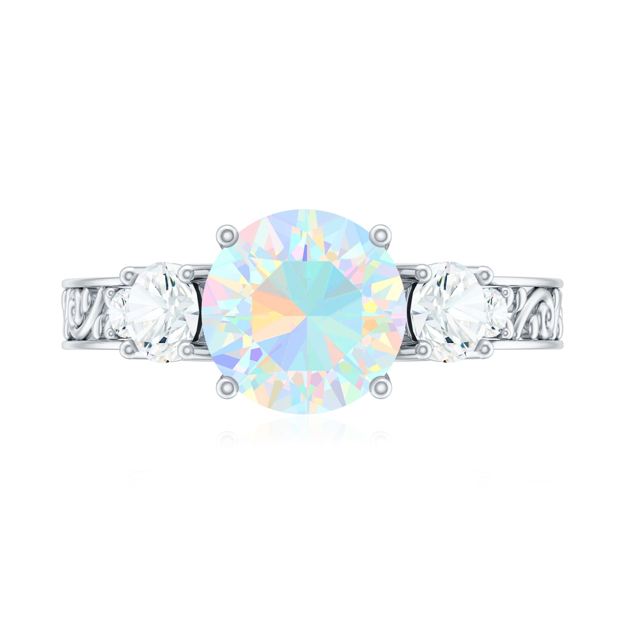 Certified Real Ethiopian Opal 3 Stone Engagement Ring With Certificate
