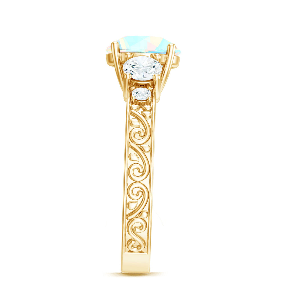 Certified Real Ethiopian Opal 3 Stone Engagement Ring With Certificate