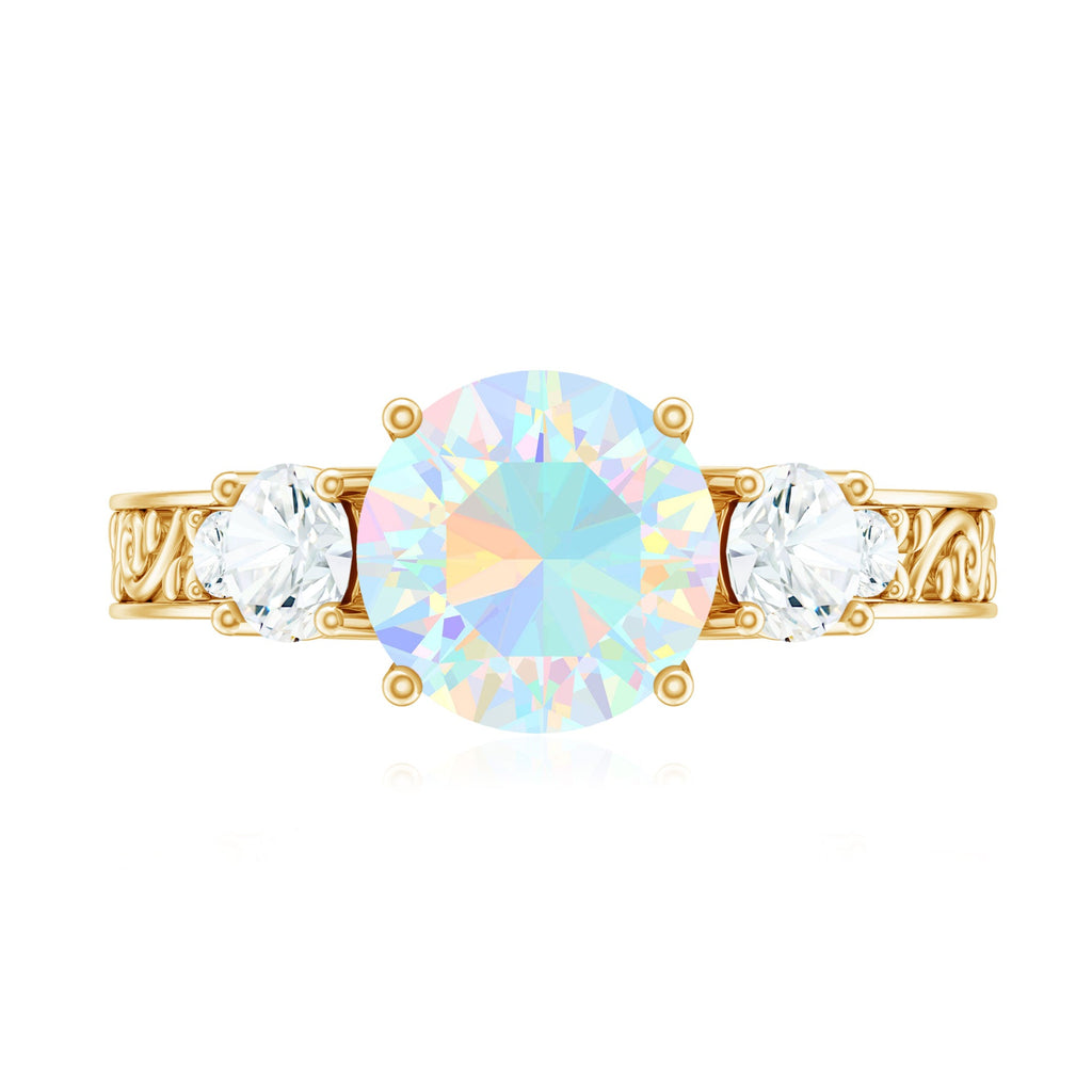 Certified Real Ethiopian Opal 3 Stone Engagement Ring With Certificate