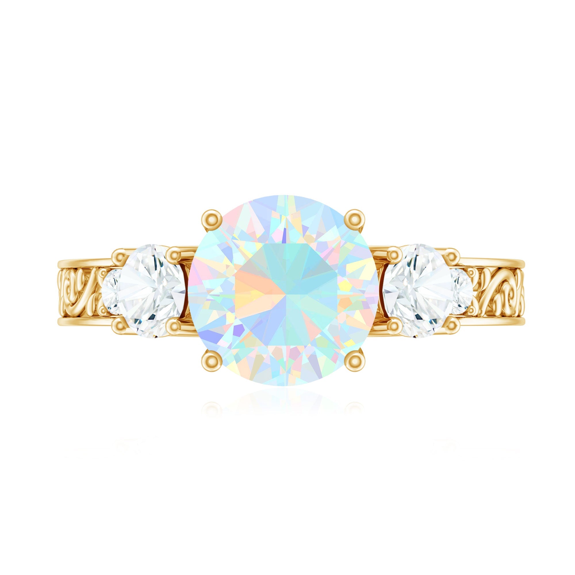 Certified Real Ethiopian Opal 3 Stone Engagement Ring With Certificate