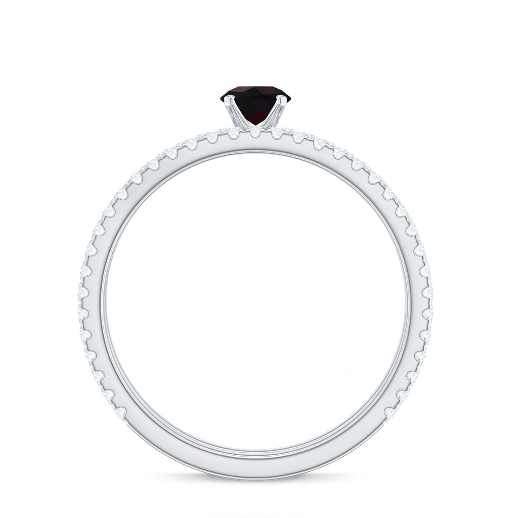 1.25 CT Minimal Wedding Ring Set with Black Opal and Diamond