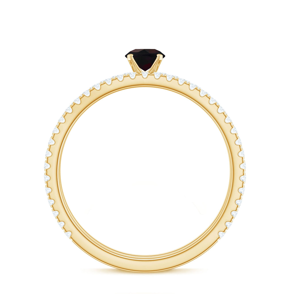 1.25 CT Minimal Wedding Ring Set with Black Opal and Diamond