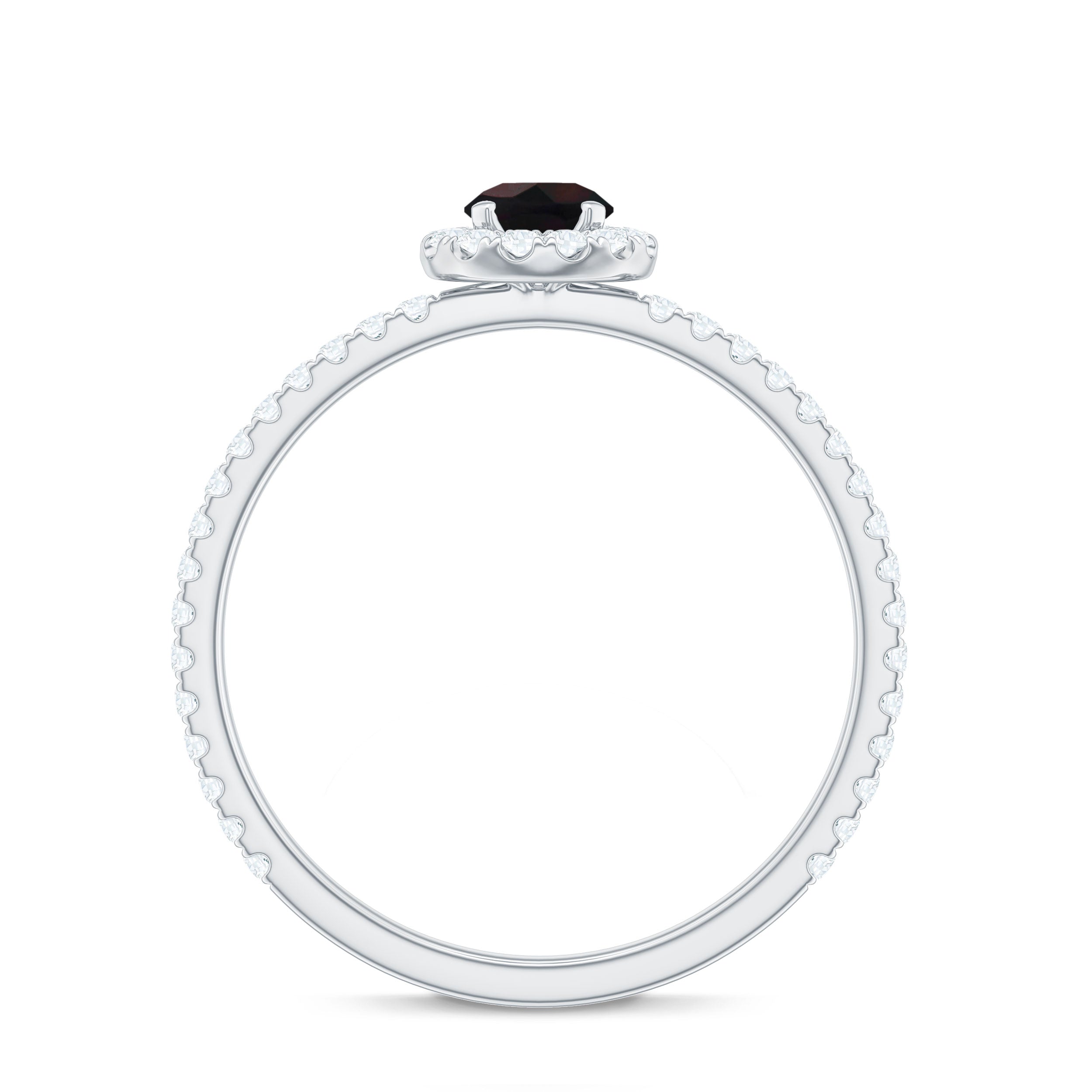 Genuine Black Opal Minimal Promise Ring with Diamond Halo
