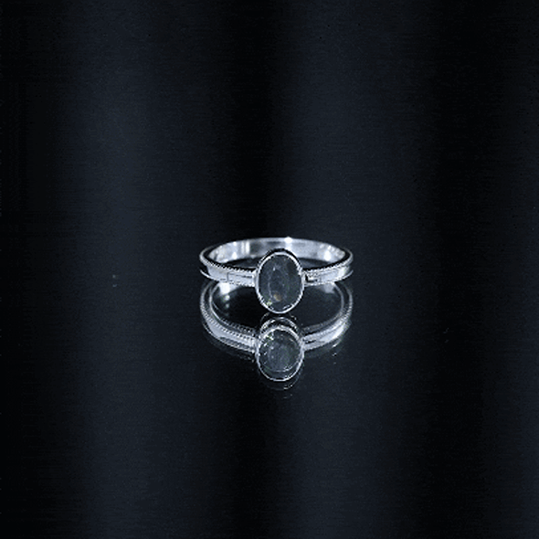 Oval Cut 5X7MM Black Opal Bezel Set Engagement Ring