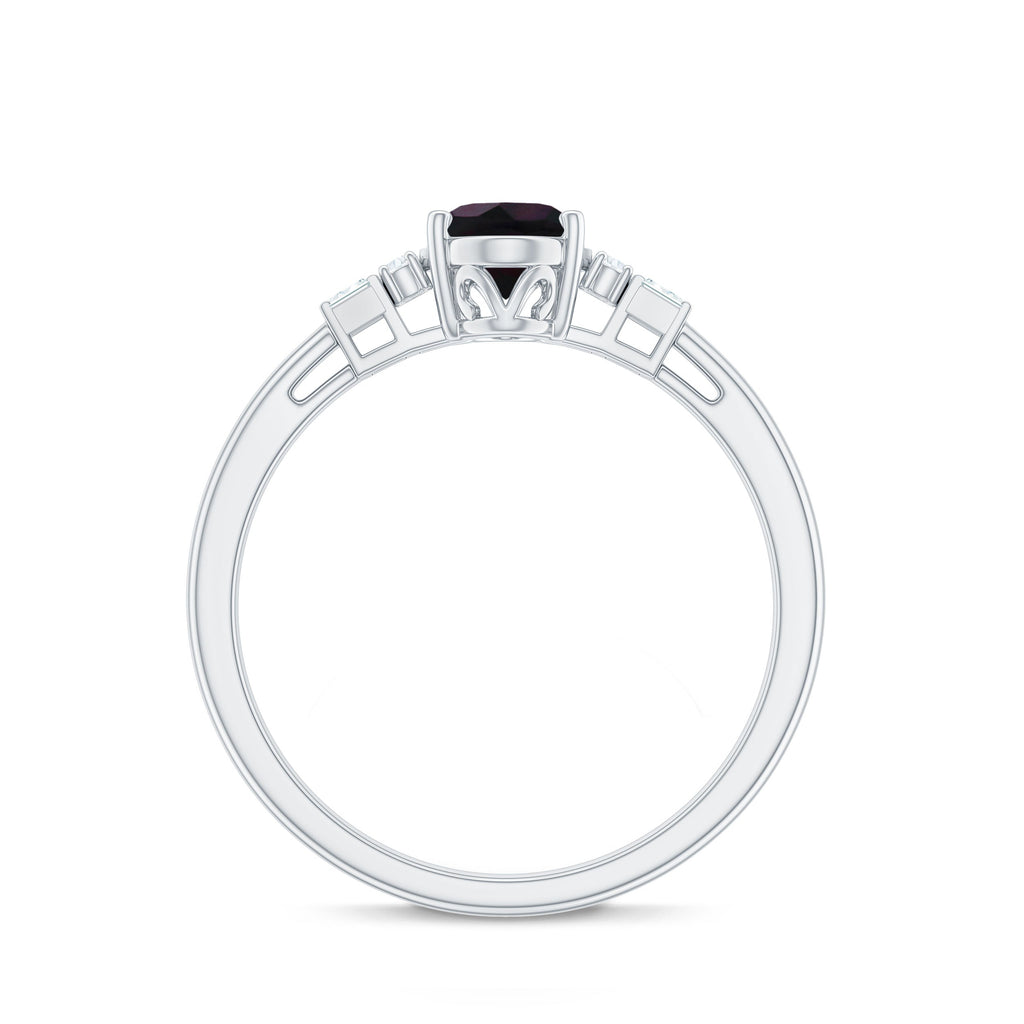 1 Carat Oval Cut Black Opal Engagement Ring with Diamond