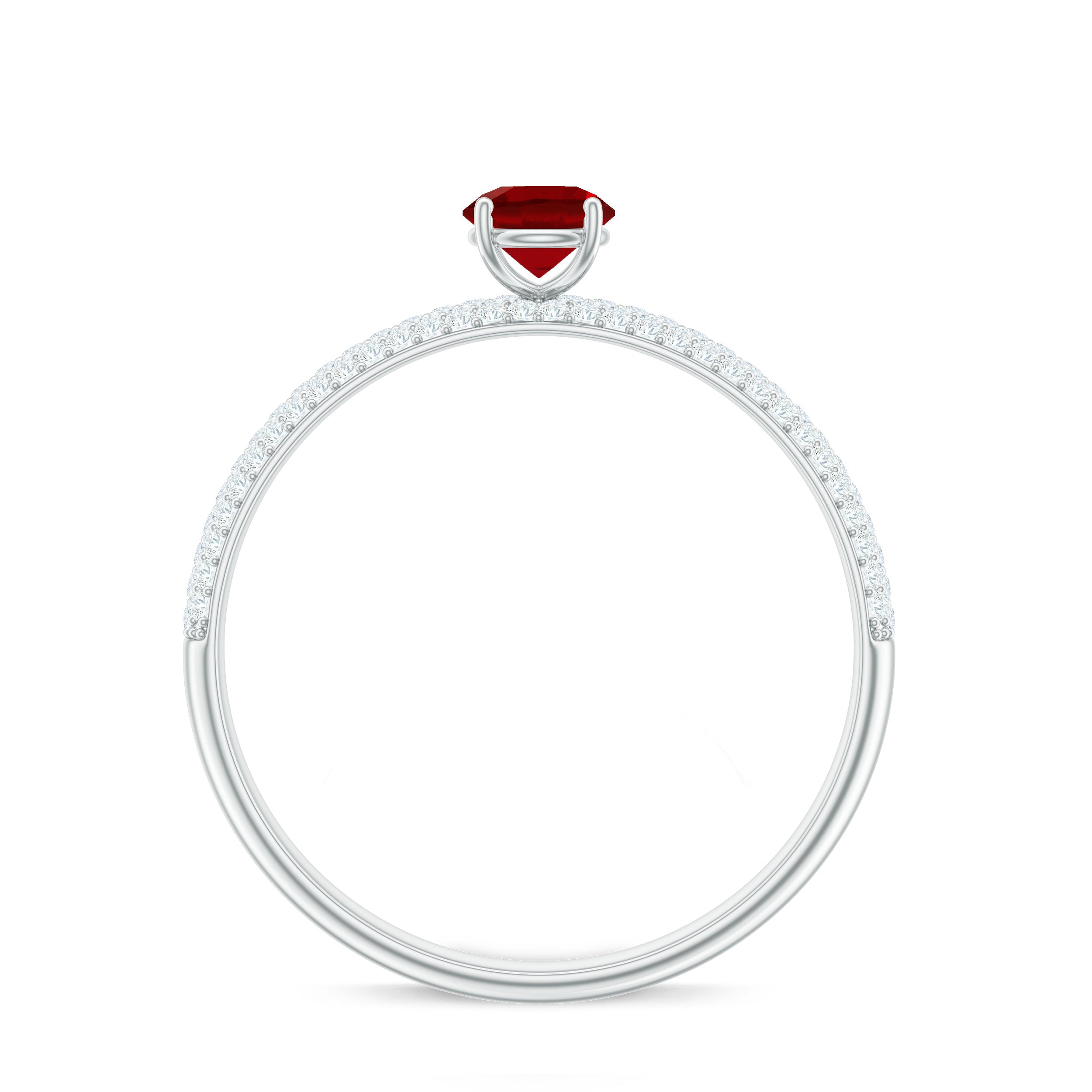 Minimalist Lab Created Ruby Ring with Diamond Side Stones