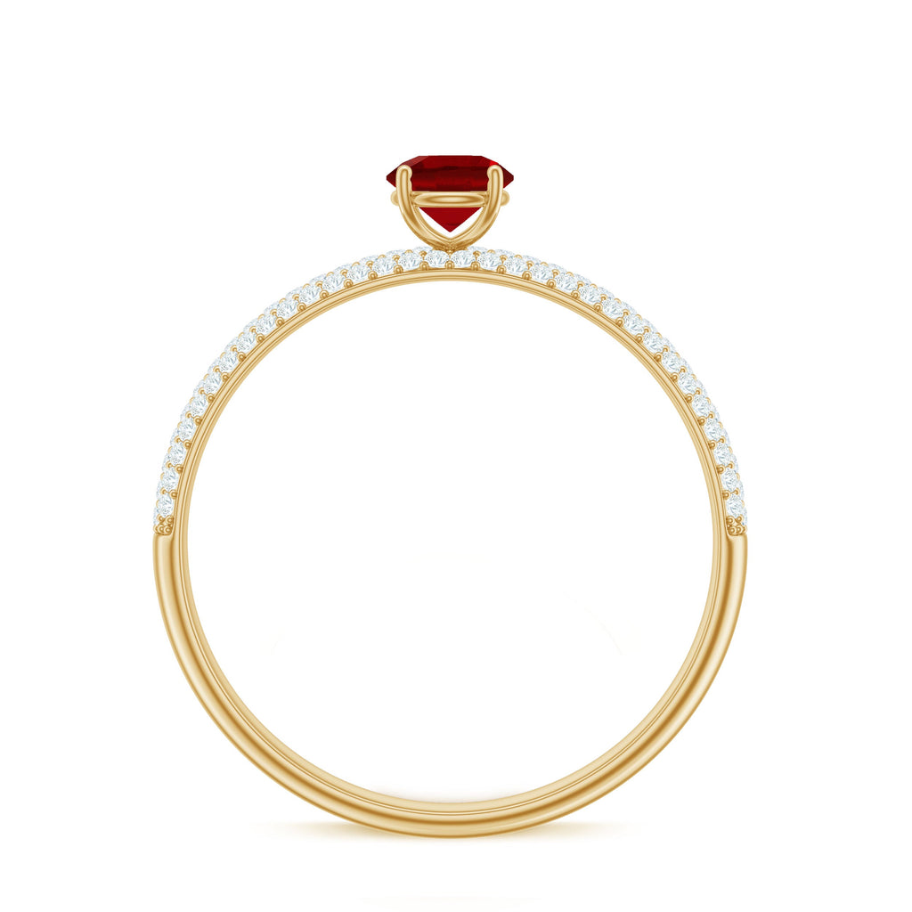 Minimalist Lab Created Ruby Ring with Diamond Side Stones