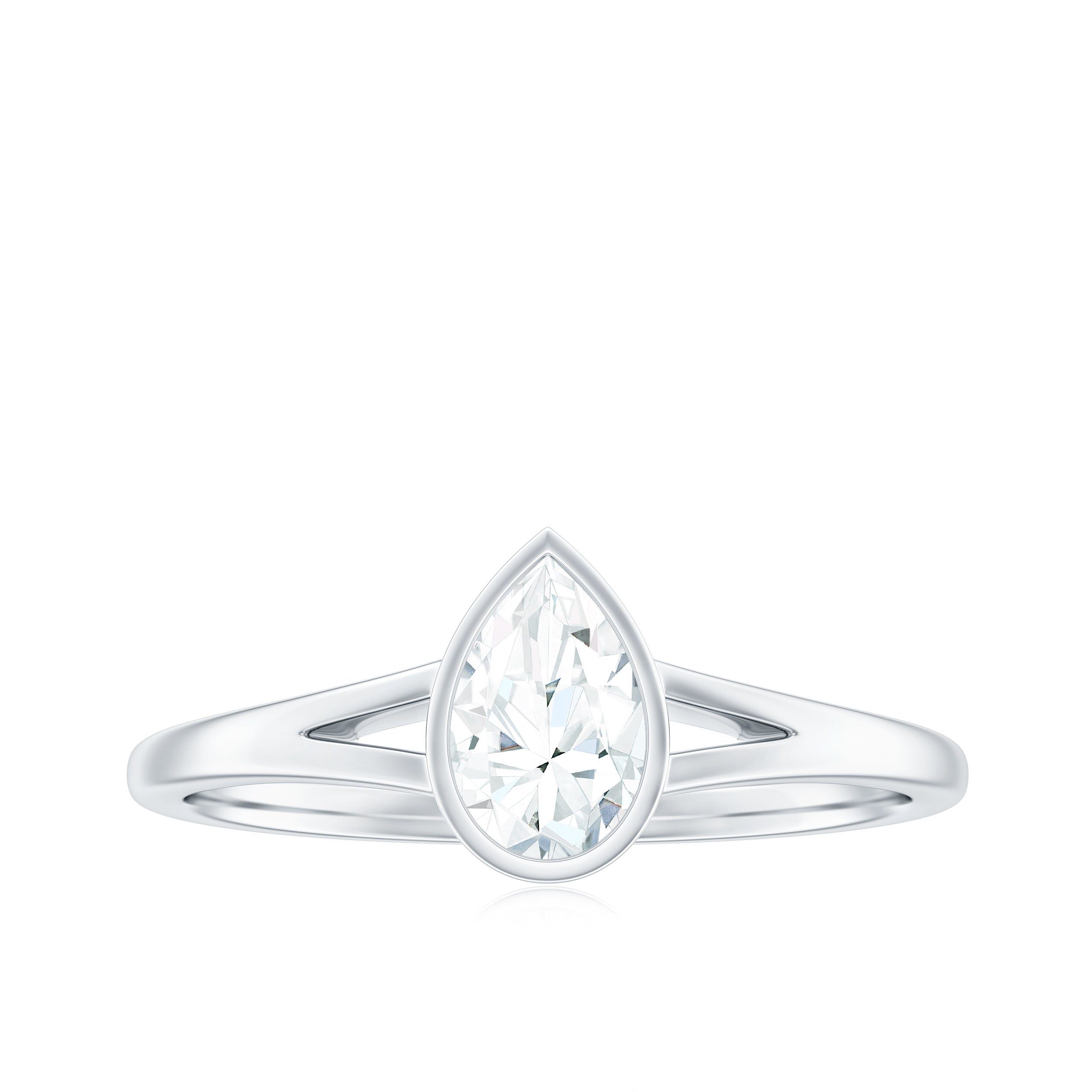 Pear Cut Lab Grown Diamond Solitaire Ring in Split Shank