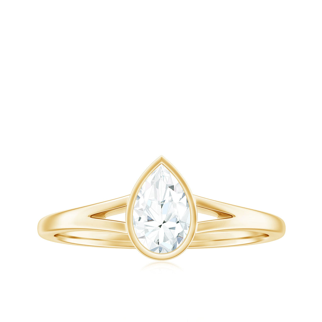 Pear Cut Lab Grown Diamond Solitaire Ring in Split Shank