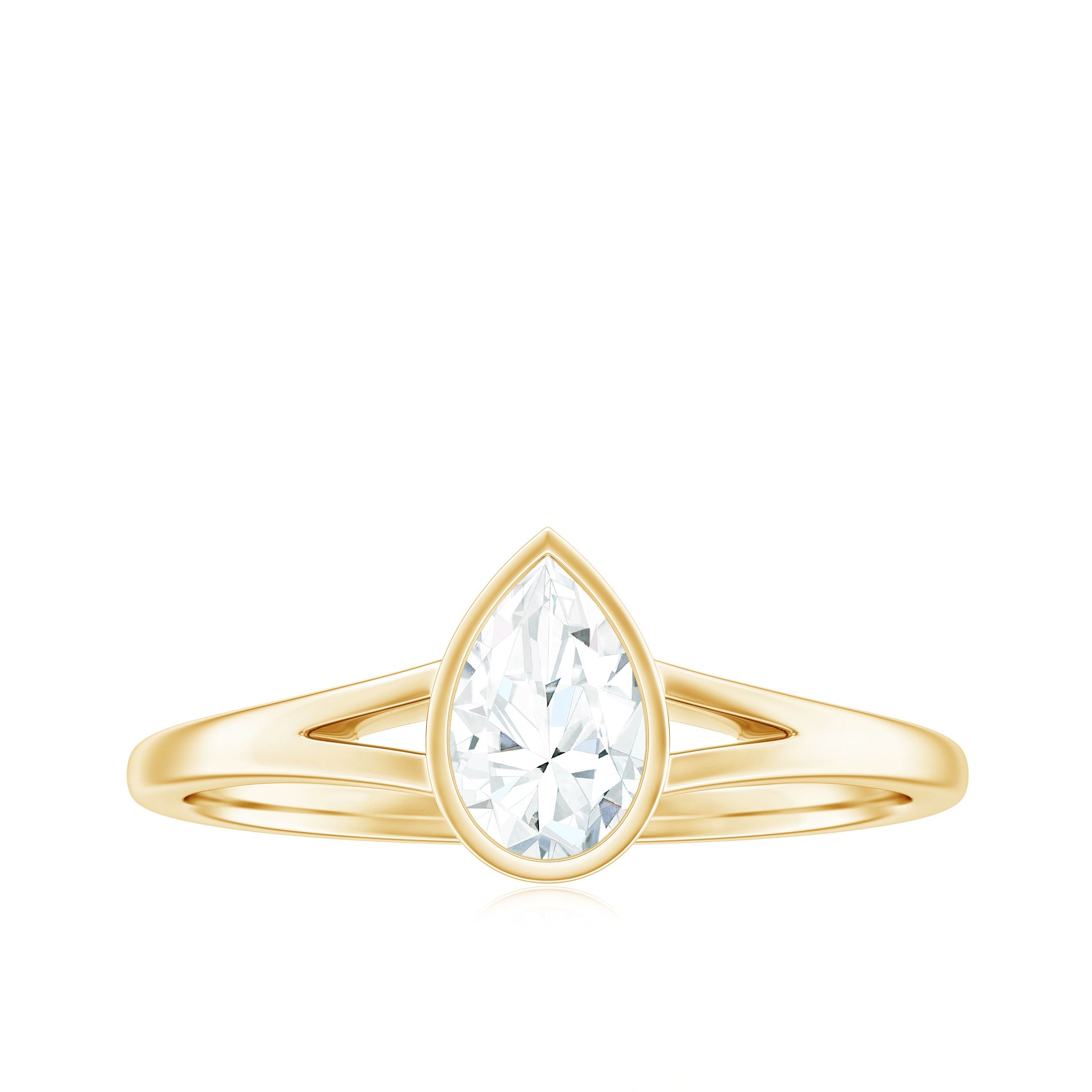 Pear Cut Lab Grown Diamond Solitaire Ring in Split Shank