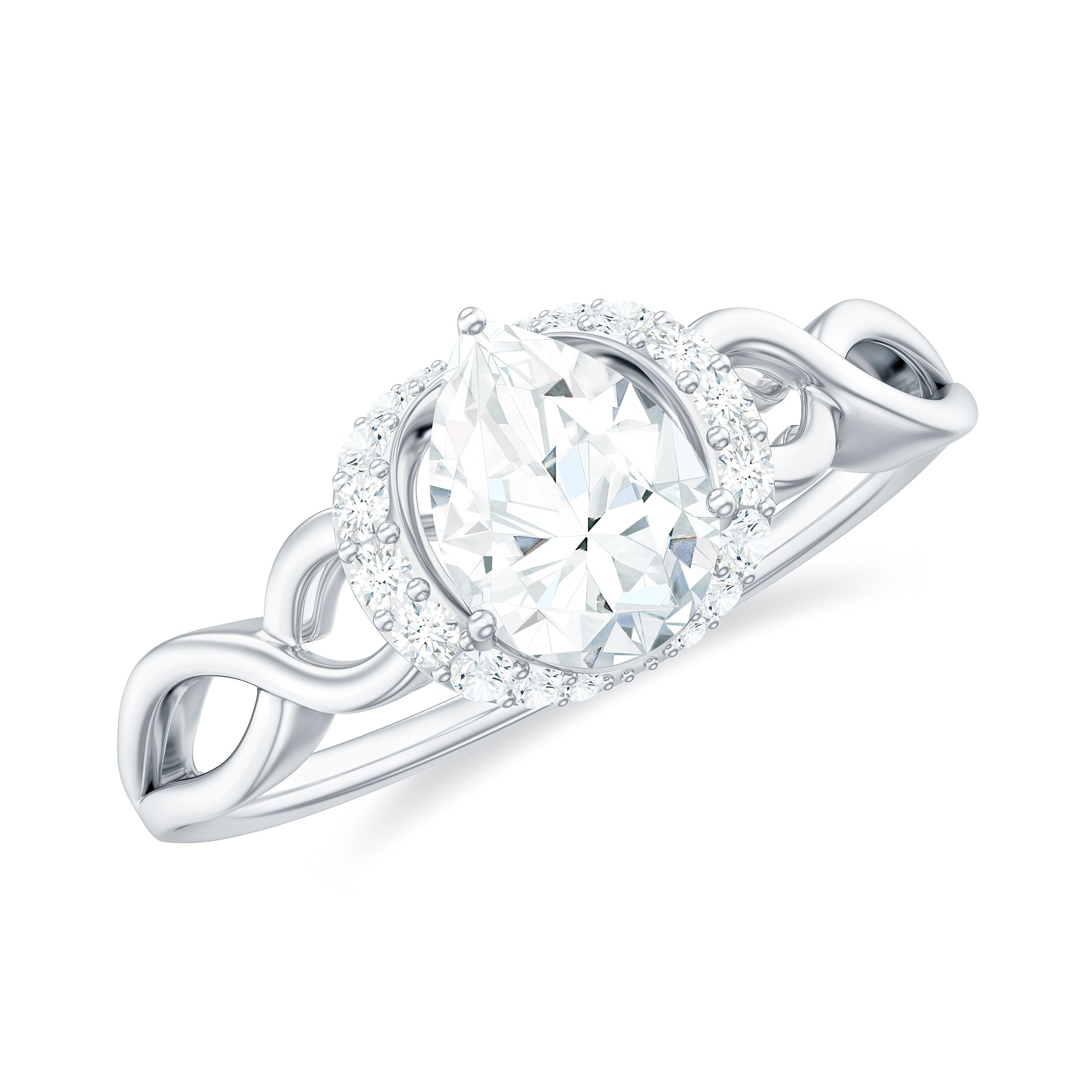 Lab Grown Diamond Collar Engagement Ring in Infinity Shank