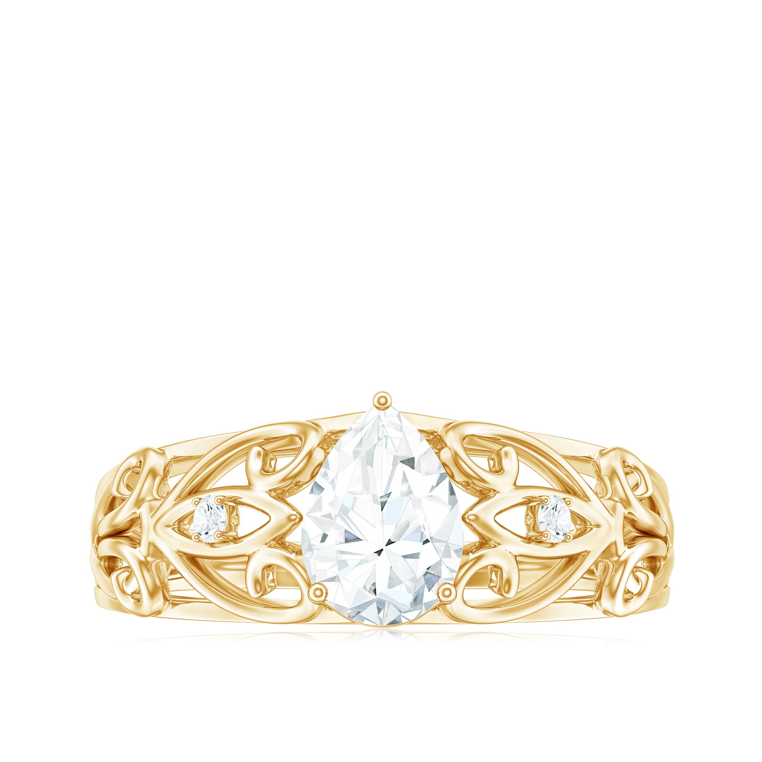 Pear Shaped Lab Created Diamond Solitaire Filigree Ring