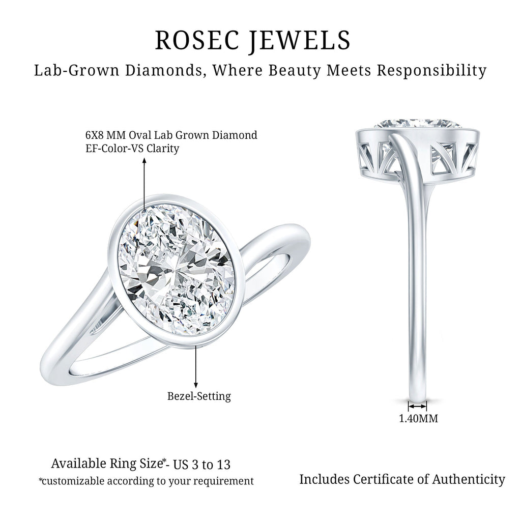 Oval Shape Lab Grown Diamond Solitaire Bypass Ring
