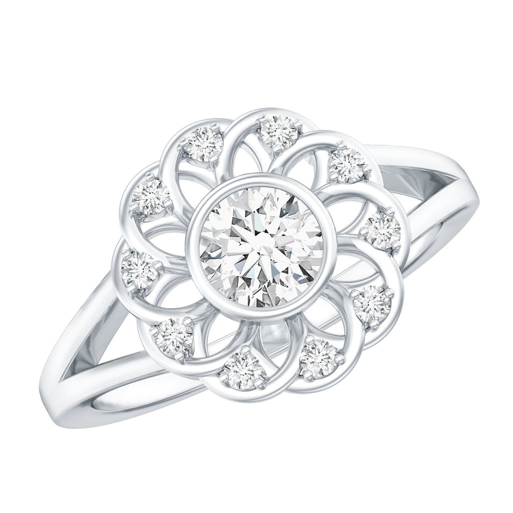 Lab Grown Diamond Nature Inspired Flower Engagement Ring