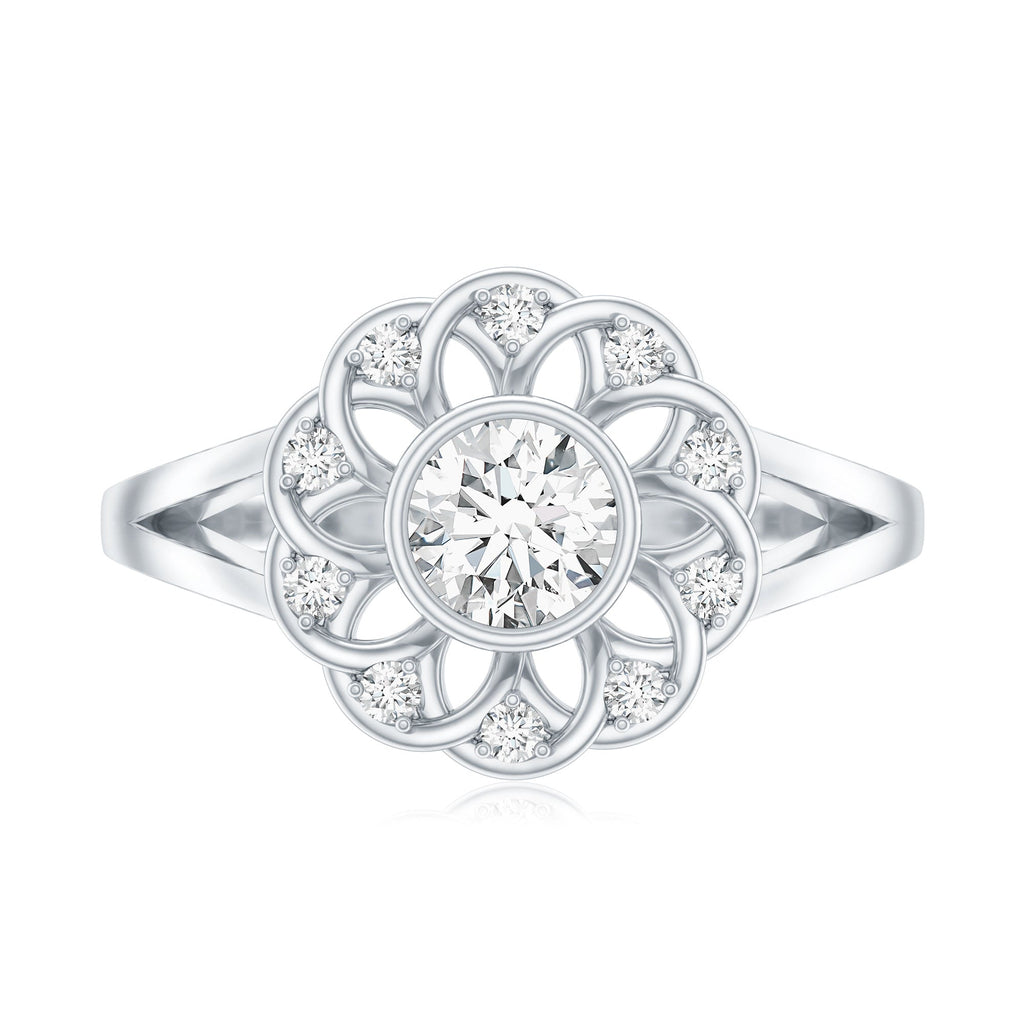 Lab Grown Diamond Nature Inspired Flower Engagement Ring