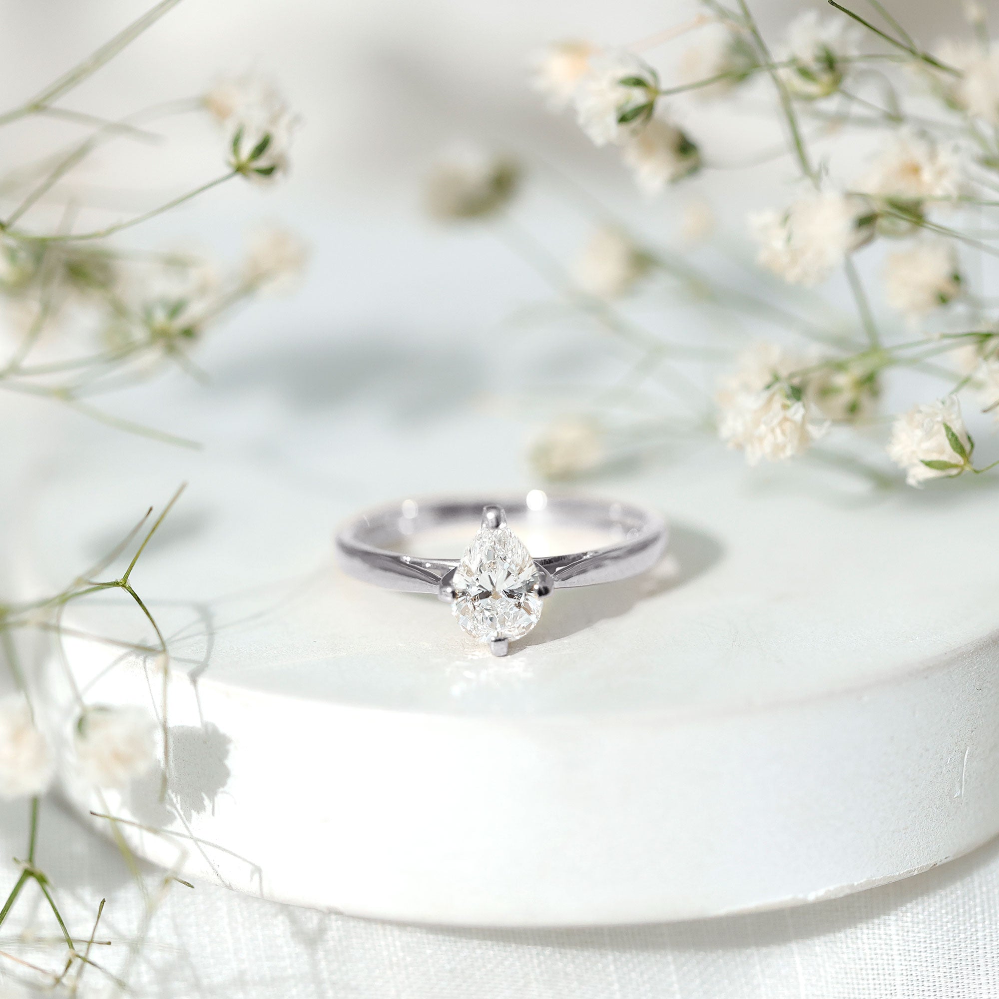 Solitaire Lab Grown Diamond Teardrop Engagement Ring