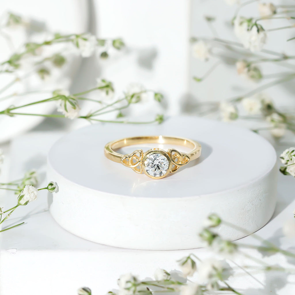 Bezel Set Lab Grown Diamond Knot Promise Ring