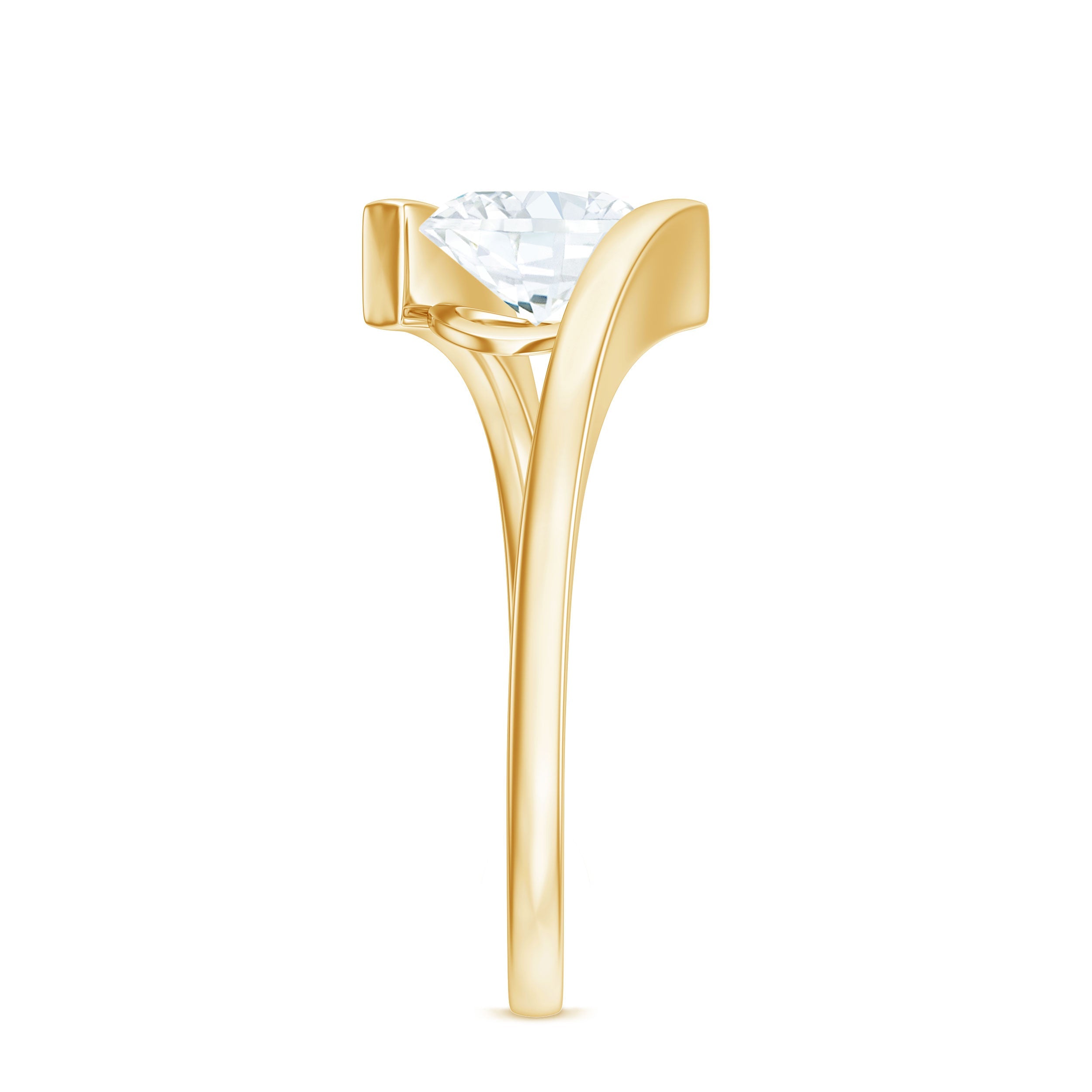 Simple Oval Shape Lab Grown Diamond Solitaire Bypass Ring