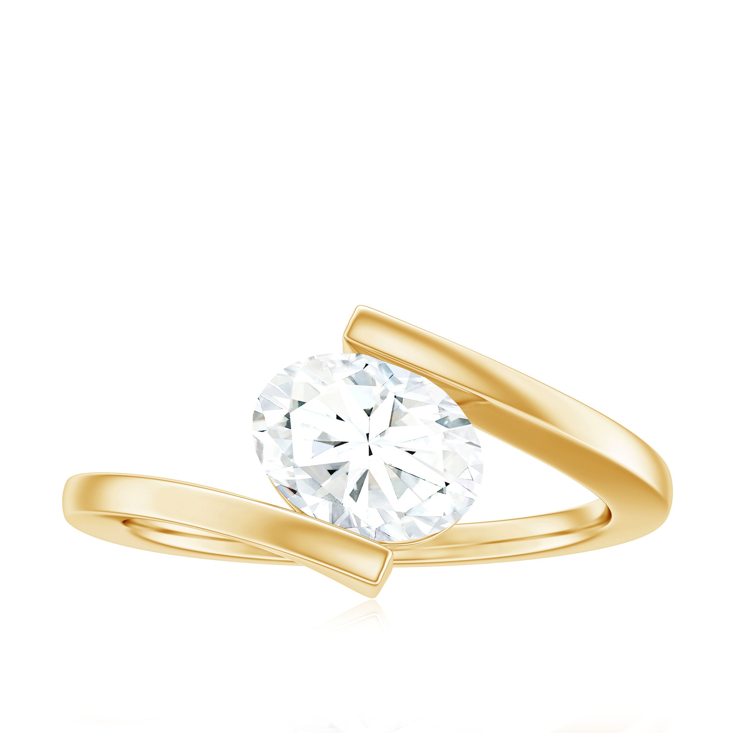 Simple Oval Shape Lab Grown Diamond Solitaire Bypass Ring