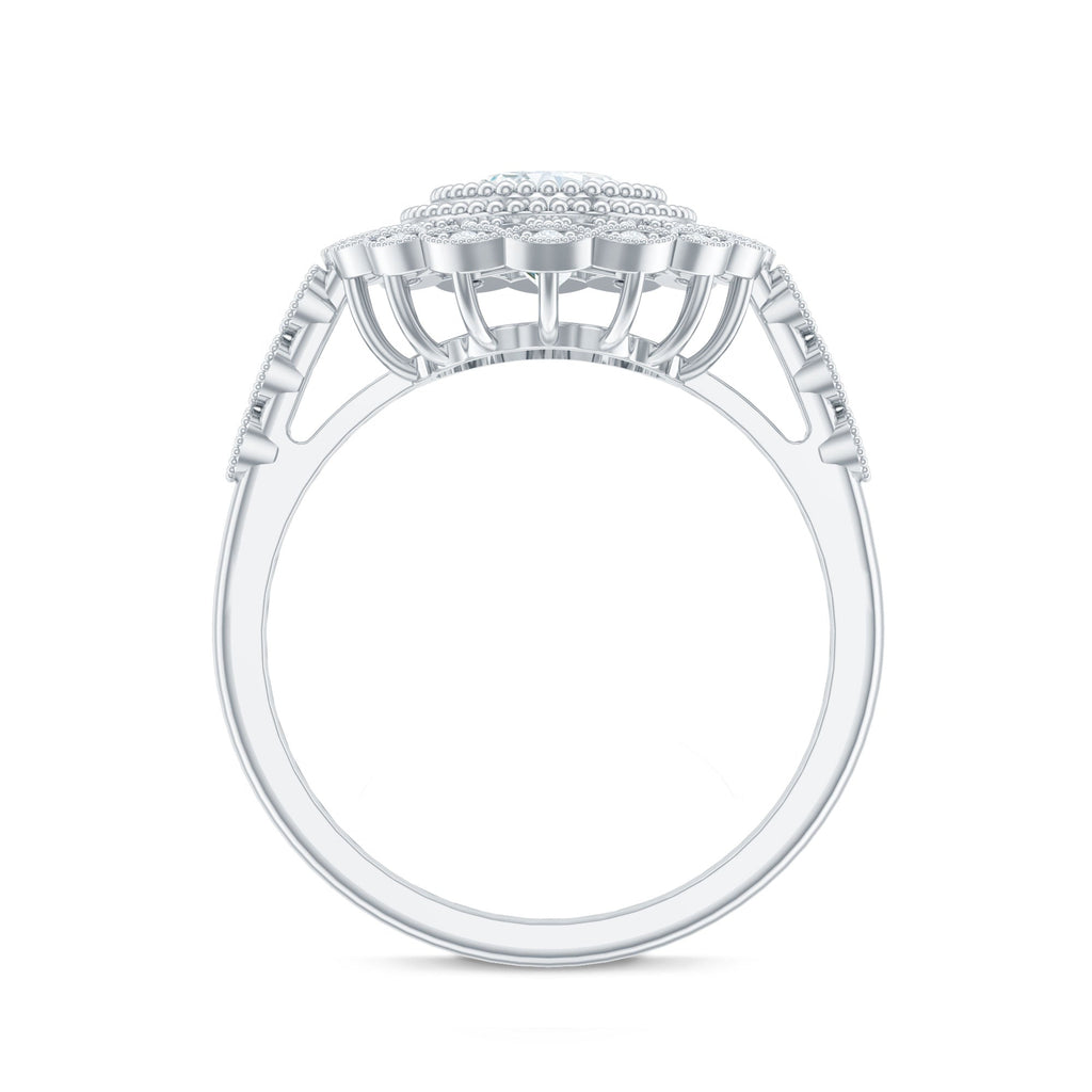 Vintage Style Oval Lab Grown Diamond Statement Engagement Ring