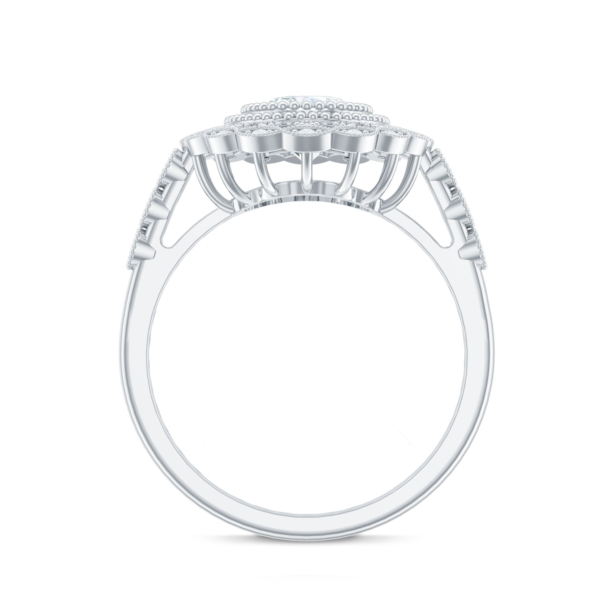 Vintage Style Oval Lab Grown Diamond Statement Engagement Ring