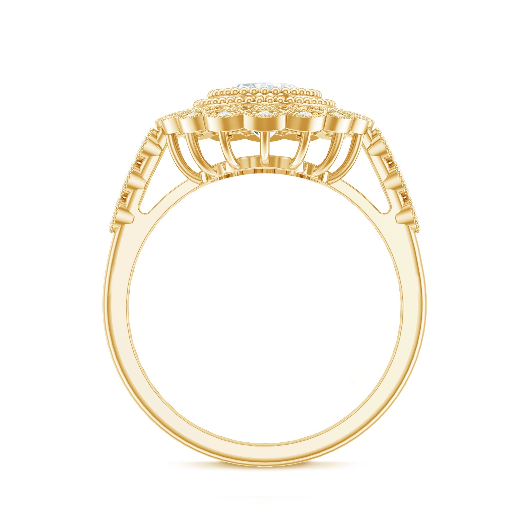 Vintage Style Oval Lab Grown Diamond Statement Engagement Ring