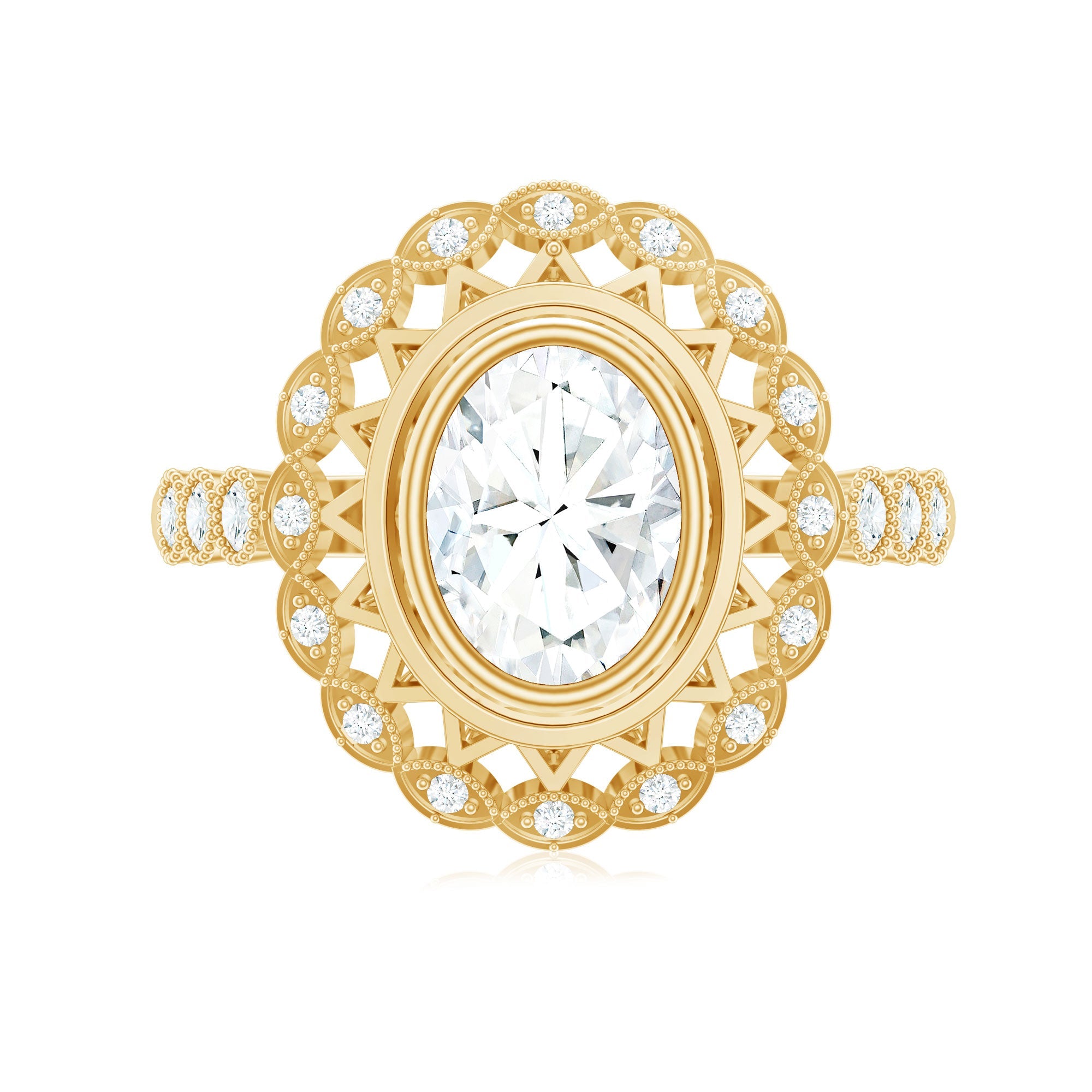Vintage Style Oval Lab Grown Diamond Statement Engagement Ring