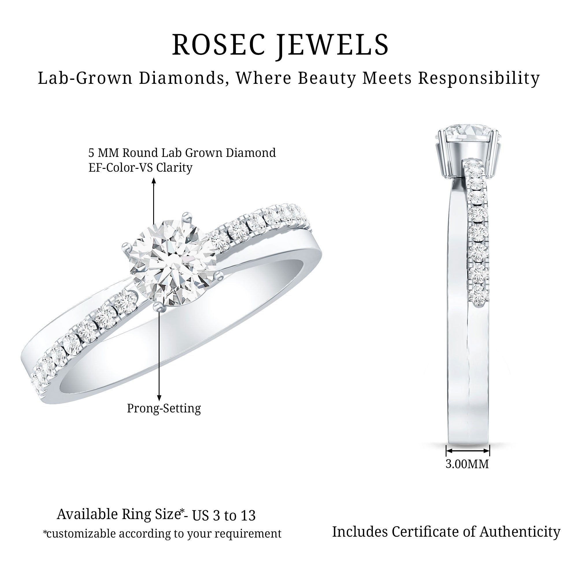 Round Lab Grown Diamond Solitaire Promise Ring